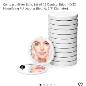 White compact mirrors. DIY friendly. Set of 12. NWOT.